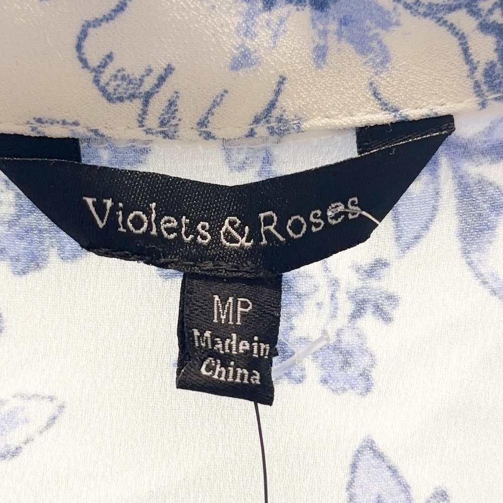 Violets & Roses Blue Floral Wrap Blouse | Size M | NEW - Picture 7 of 12
